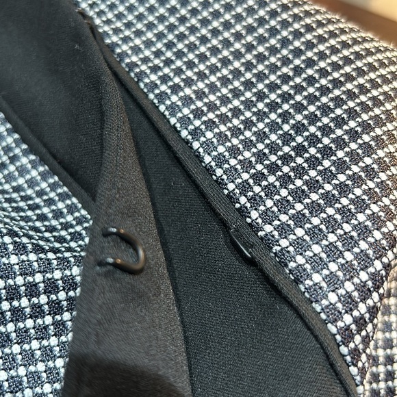 Ann Taylor Womens Small Knit Blazer Jacket Houndstooth Black Trim Office Chic S - Picture 10 of 11